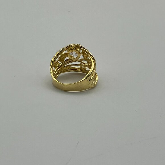 14K Gold Over Sterling Silver Leaf Wire Wrap Ring Size 6 Gift for Her - Picture 6 of 10